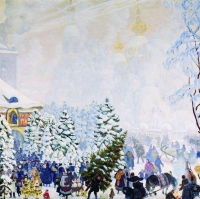 Boris Kustodiev - Prodaja božićnih drvaca