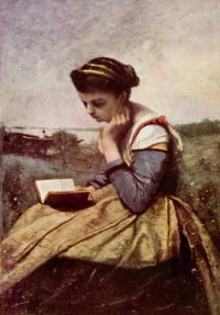 Kamil Koro - Žena čita u pejzažu