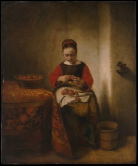 Nikolas Maes - Mlada žena ljušti jabuke